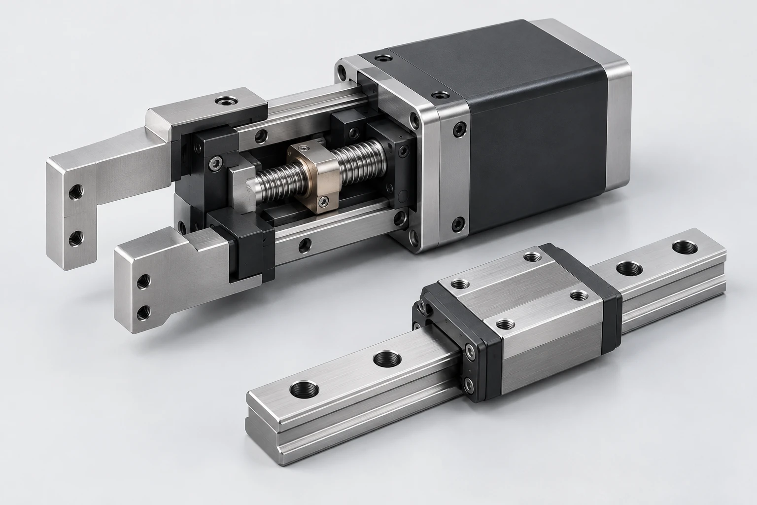 Original application illustration of a compact electric gripper and a linear guide