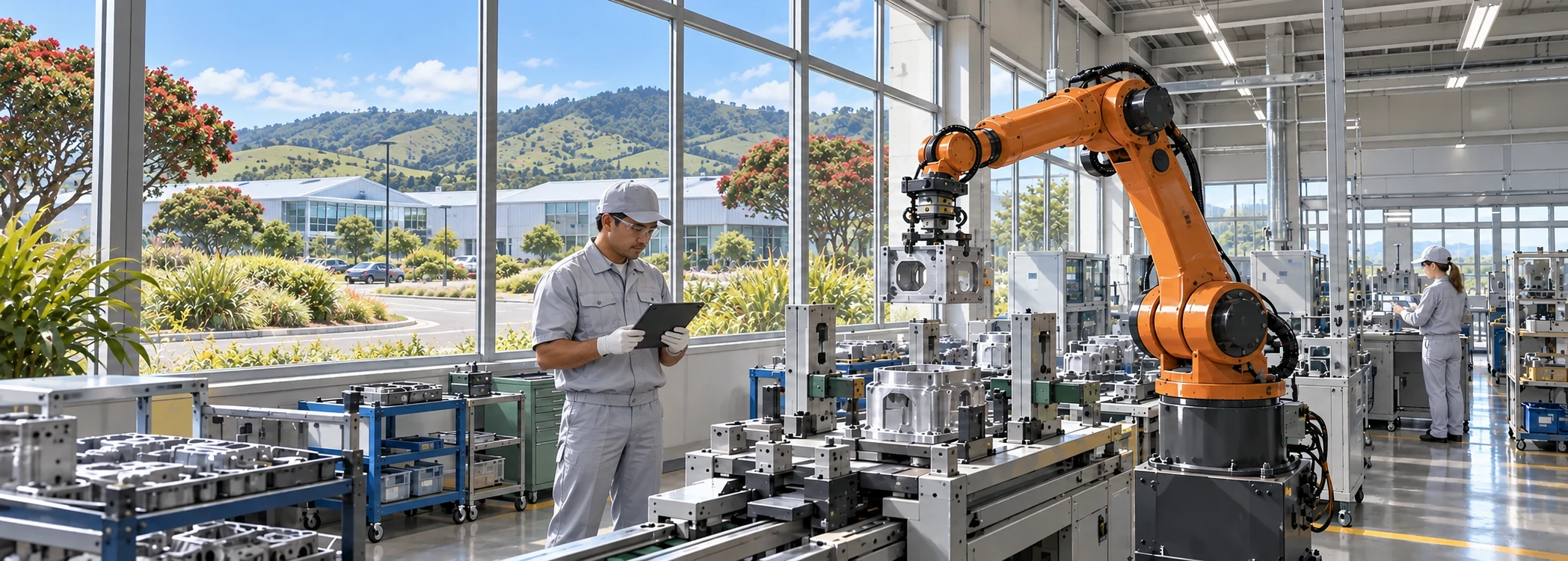 Application illustration of industrial robotic assembly in New Zealand